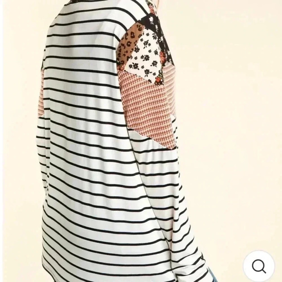 NEW Haptics BLACK RUST & IVORY CHEVRON COLOR BLOCK LONG SLEEVE TOP SIZES S,M,L - Picture 2 of 5